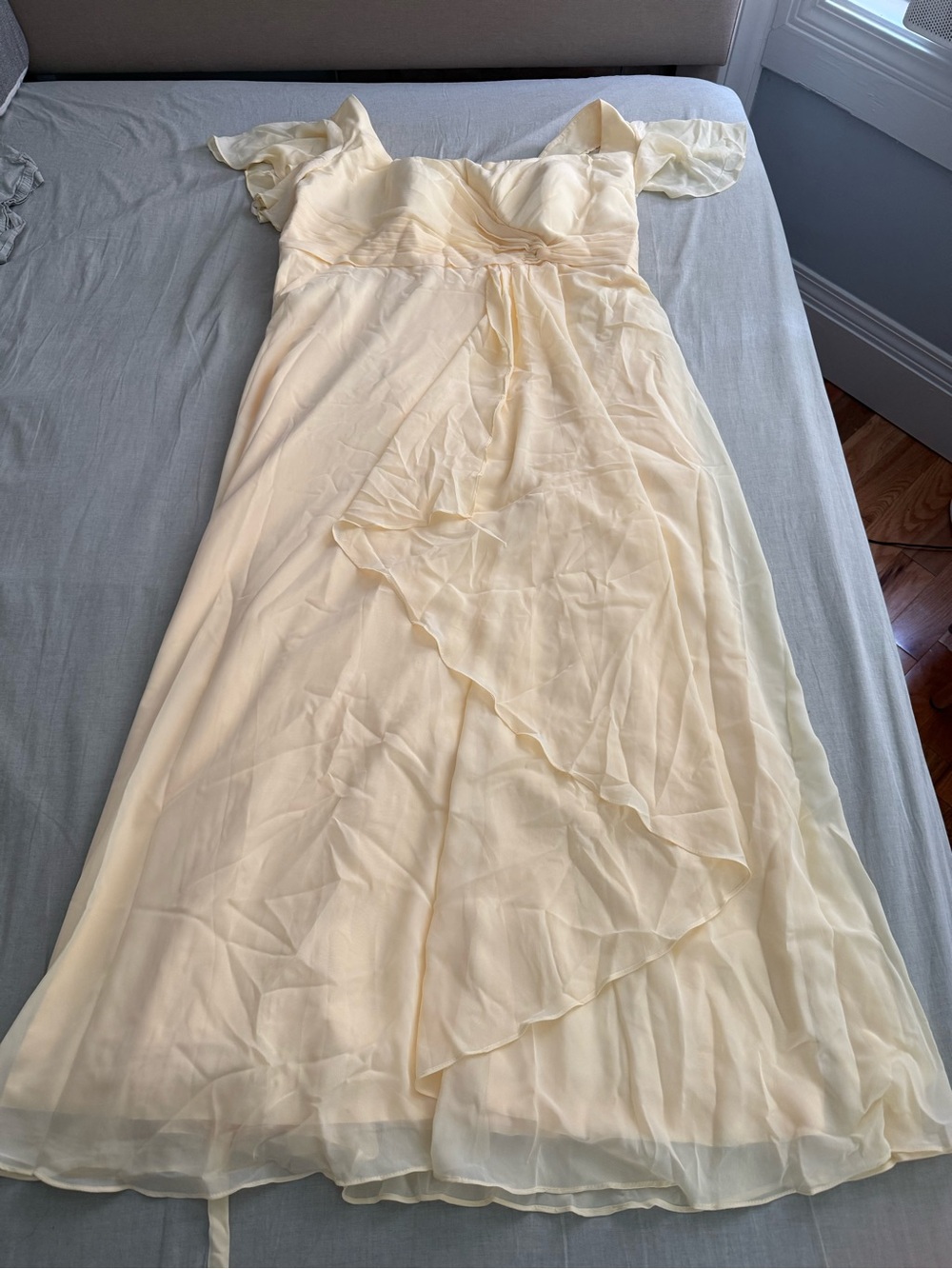Yellow Bridesmaid Formal Chiffon Dress